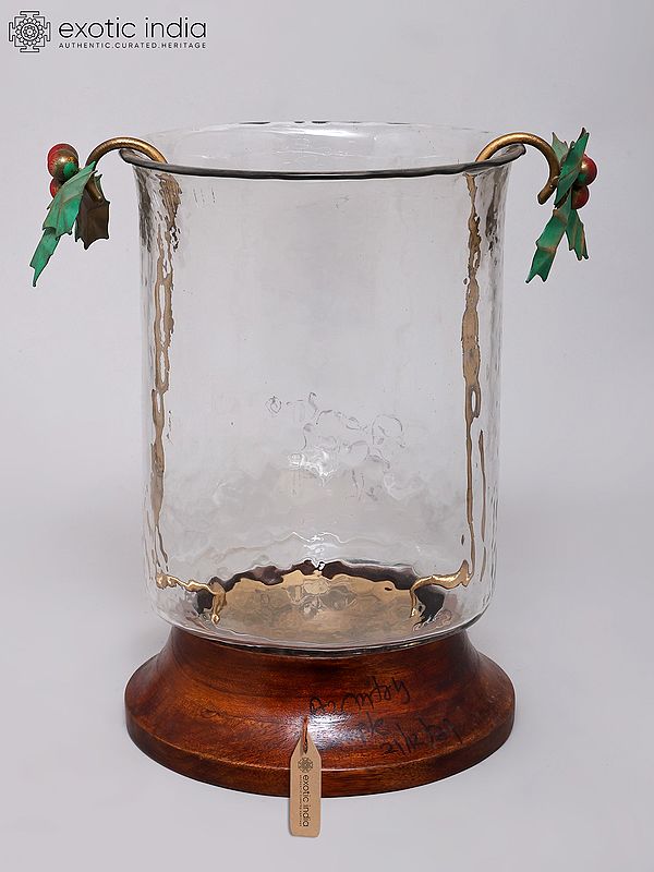 11" Handcrafted Glass Hurricane Candle Holder