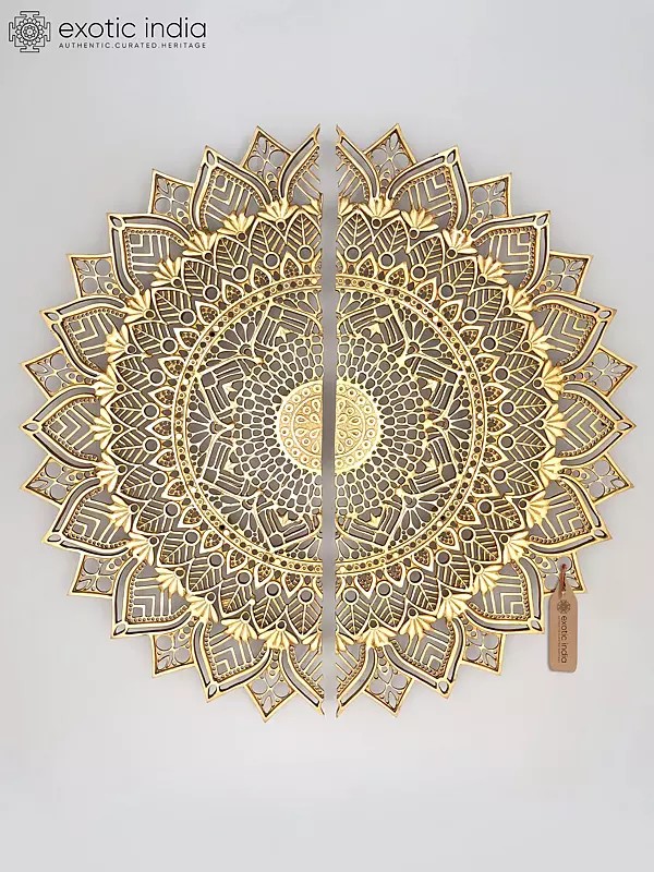 28" Brass Mandala Design Door Handles Pair