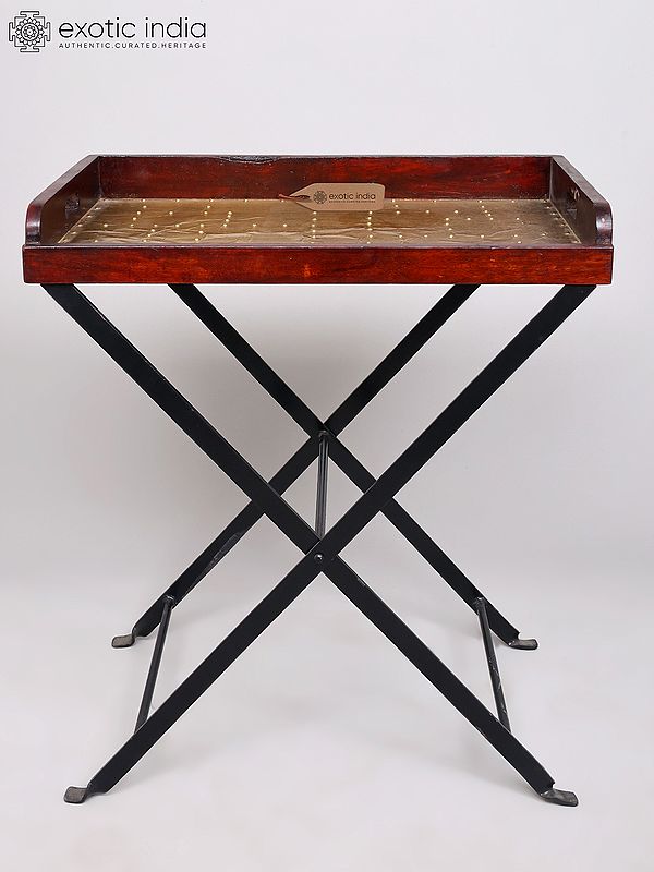 27" Handcrafted Wooden Folding Serving Table - Classic Home Accent