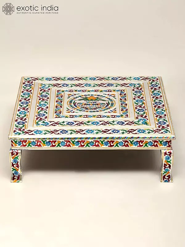 21" Square Shaped Wooden Chowki/Pedestal