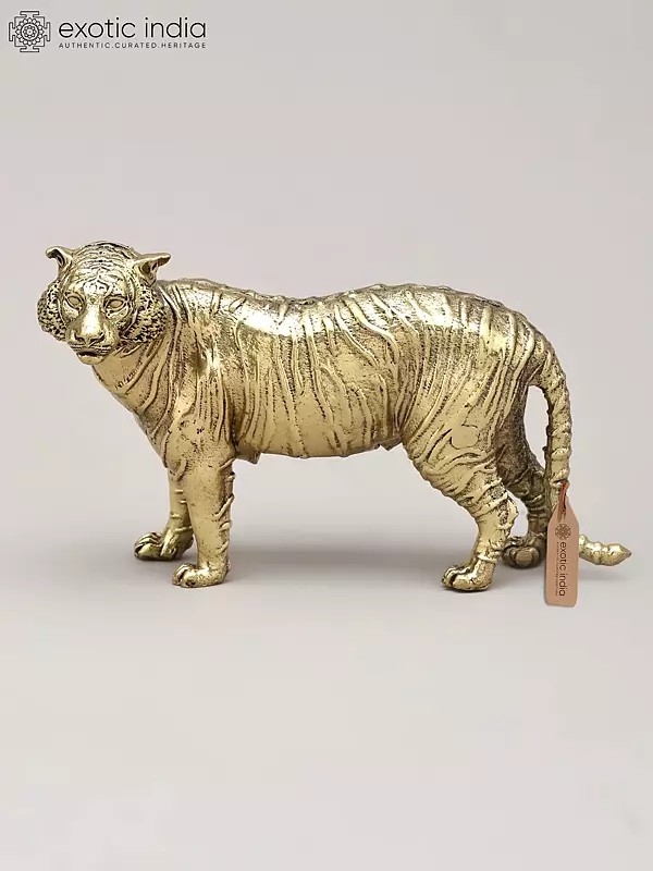 5" Superfine Brass Tiger Figurine | Table Decor