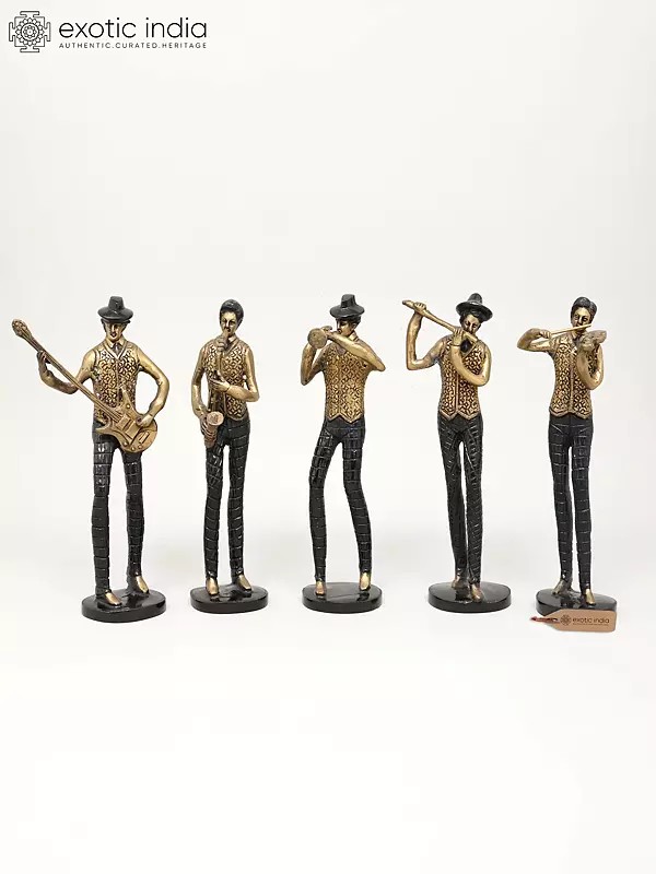 11" Set of Five Musicians | Home Decor | Brass Statues
