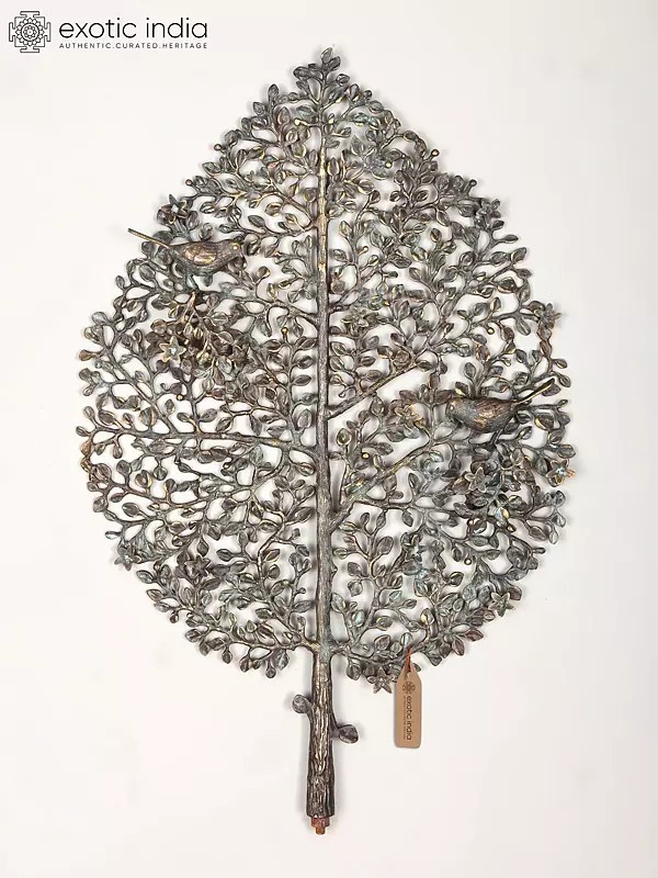 27" Leaf Design Wall Hanging Tree in Brass