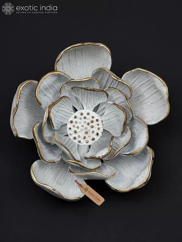 8" White & Gold Lotus Flower | Wall Decor