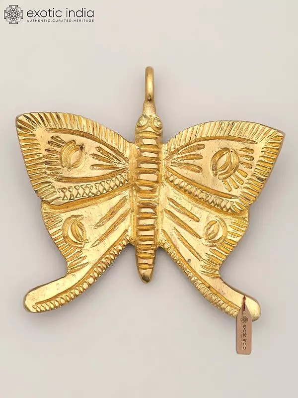 3" Small Brass Butterfly with Hanging Decor Element