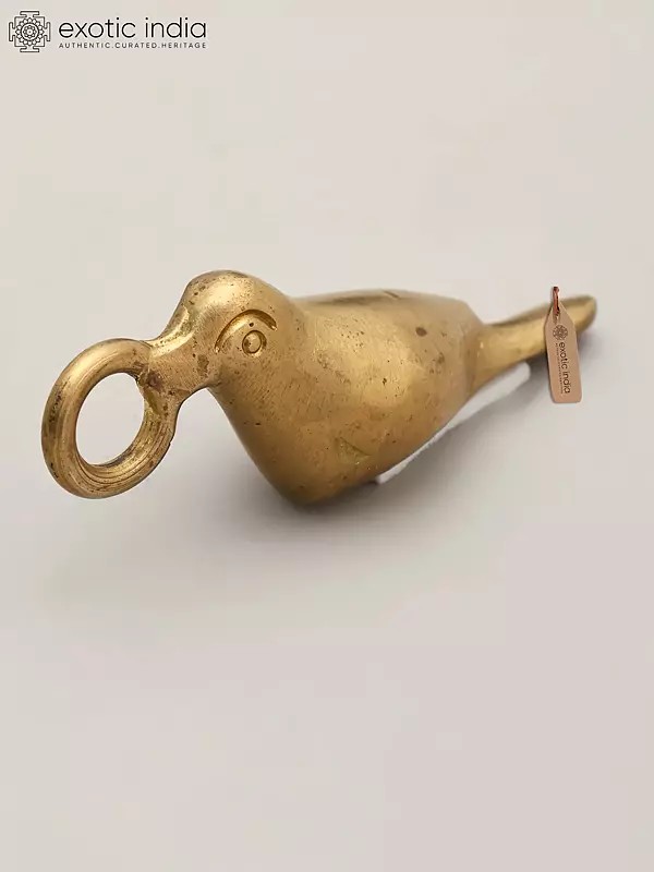 2" Small Brass Sparrow Bird with Decorative Hanging Element