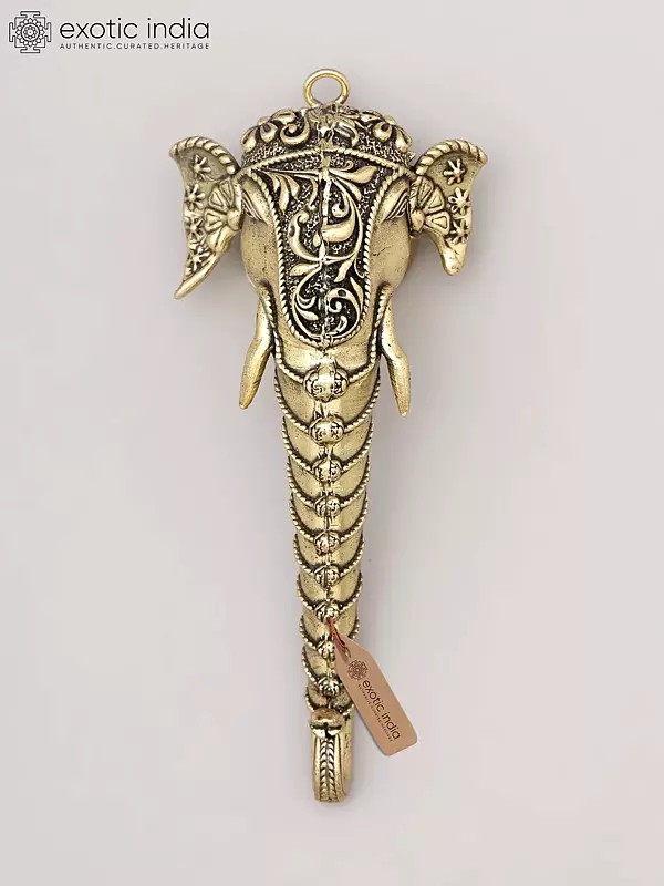 5" Small Superfine Royal Elephant Face Wall Hanging | Brass Statue