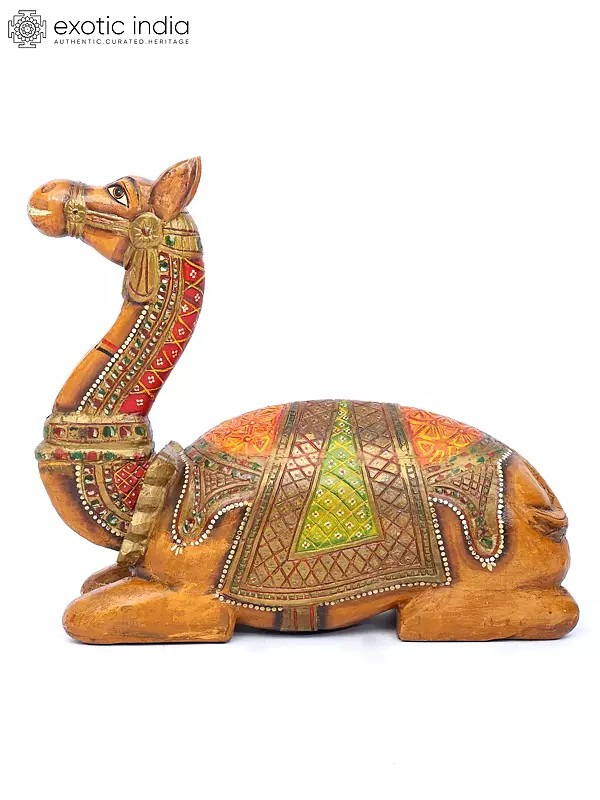 24" Sitting Camel Statue | Wood Carving