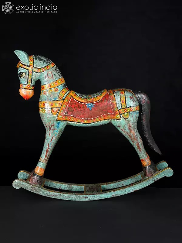 24" Hand-Painted Rocking Horse | Wood Carving