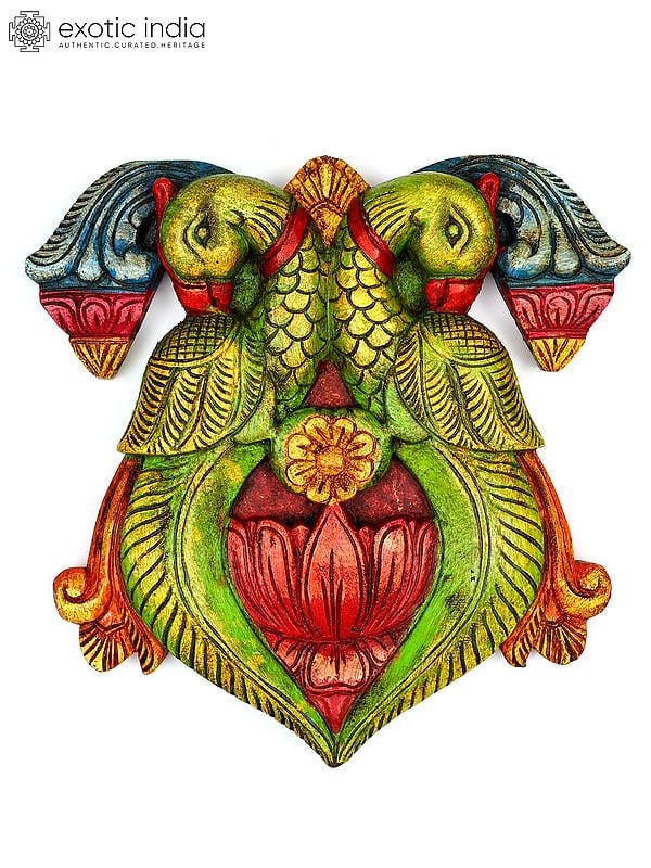 12" Parrots Design Wall Decor | Wood Carving