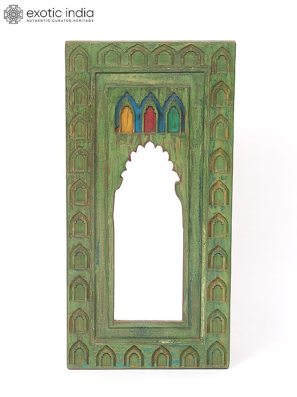 30" Wooden Jharokha (Window) Design Mirror | Wall Hanging