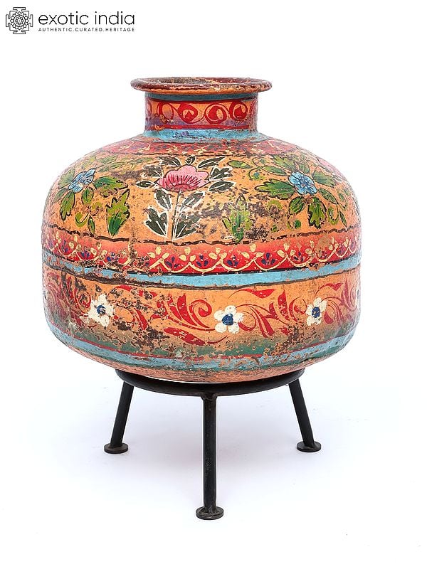 13" Hand-Painted Designer Pot with Stand