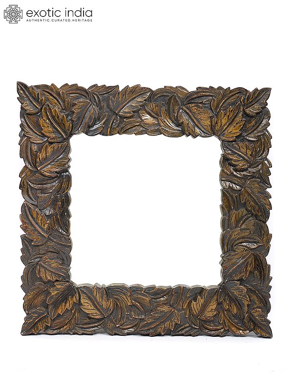 40" Leaves Design Square Shaped Mirror | Wall Hanging