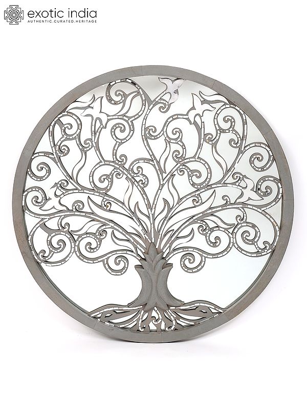 42" Round Shaped Tree of Life with Mirror Design | Home Decor