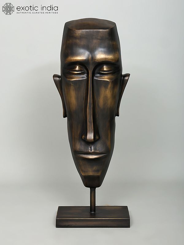 36" Large Brass Man Head | Modern Art Sculpture