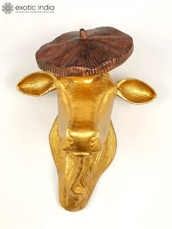 19" Brass Stylish Cow Head | Wall Hanging | Home Decor