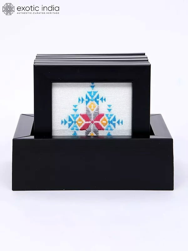 4" Hand Embroidered Square Coasters | Set of 6