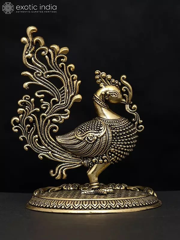 4" Small Superfine Peacock | Brass Statue