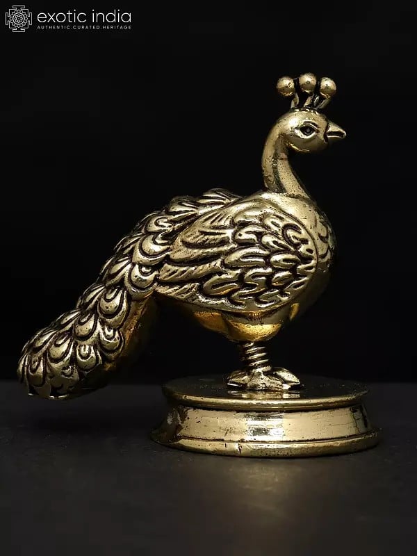 2" Small Superfine Peacock (Annam) Statue in Brass