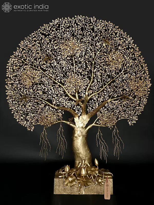 82" Huge Brass Tree of Life with Birds