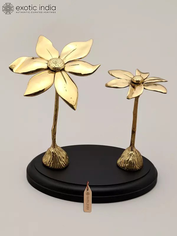 10" Golden Flower Duo Brass Showpiece