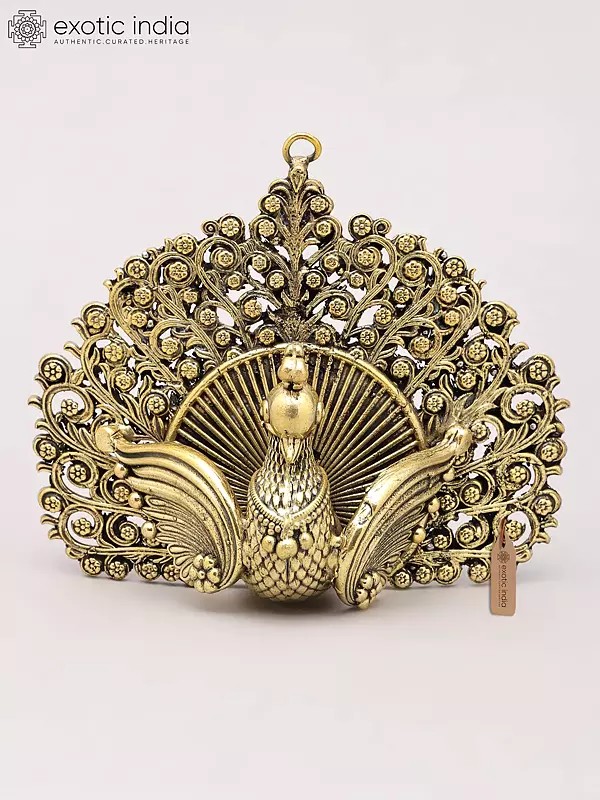5" Small Superfine Designer Brass Peacock with Open Wings | Wall Decor and Tabletop Both