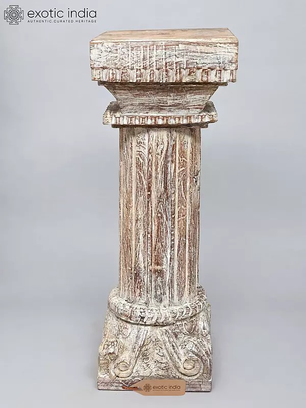 30" Designer Wooden Column Pedestal