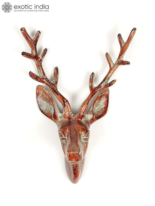 12" Brass Deer Head | Wall Hanging | Home Decor