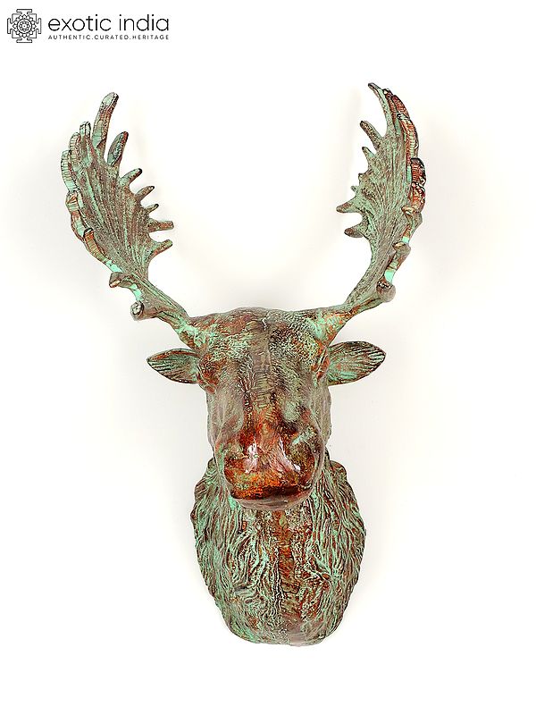 20" Brass Moose Head | Wall Hanging | Home Decor