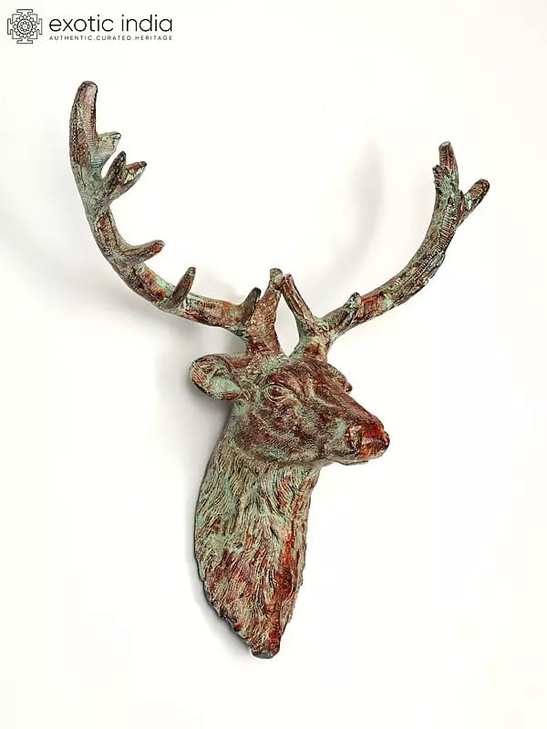 20" Brass Deer Wall Hanging Head | Home Decor