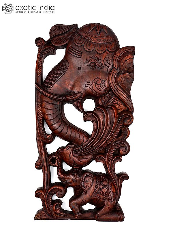 24" Elephant Wall Art | Wood Carving