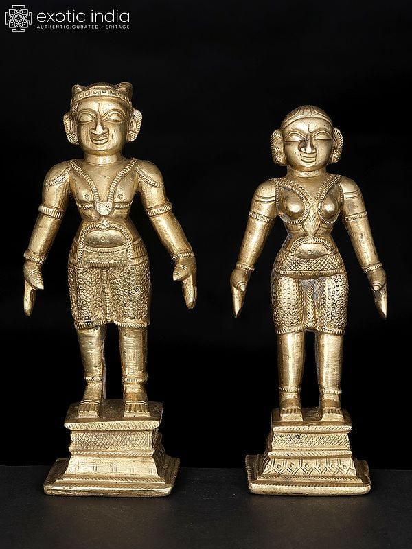 6" Small Brass Tribal Couple | Table Decor