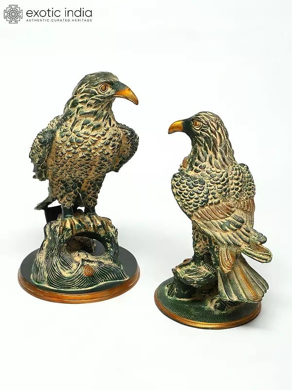 15" Brass Pair of Eagle Statues | Table Decor