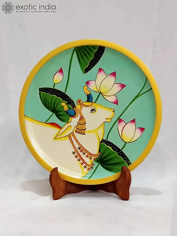Hand-Painted Pichwai Cow | Decorative Wall Hanging Plate