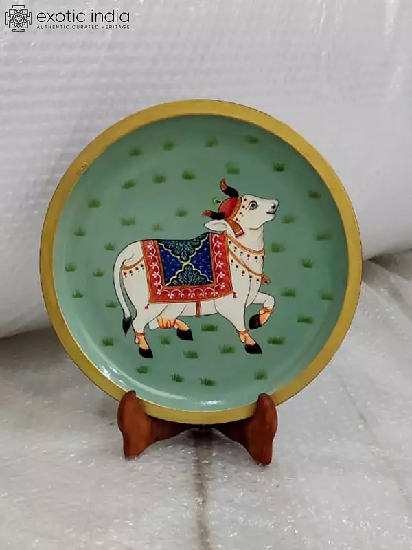 Hand-Painted Pichwai Cow | Decorative Wall Hanging Plate