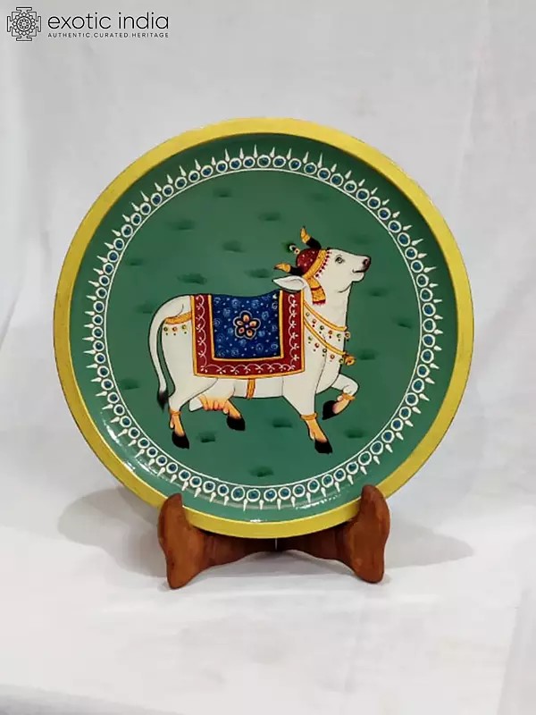 Hand-Painted Decorative Pichwai Cow | Wall Hanging Plate