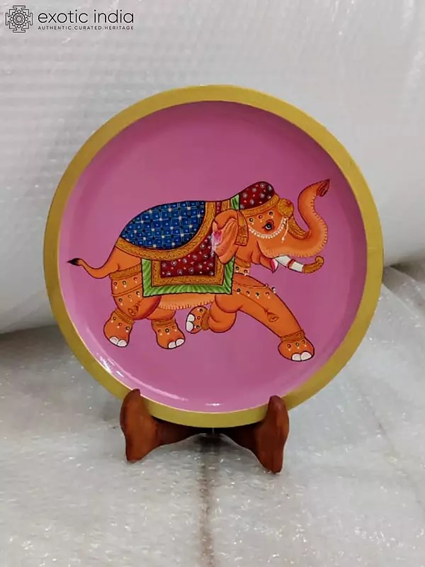 Decorative Elephant Wall Hanging Plate | Pichwai Art | Hand-Painted