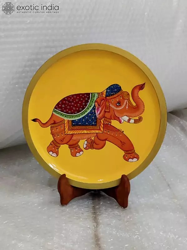 Hand-Painted Elephant | Pichwai Wall Plate