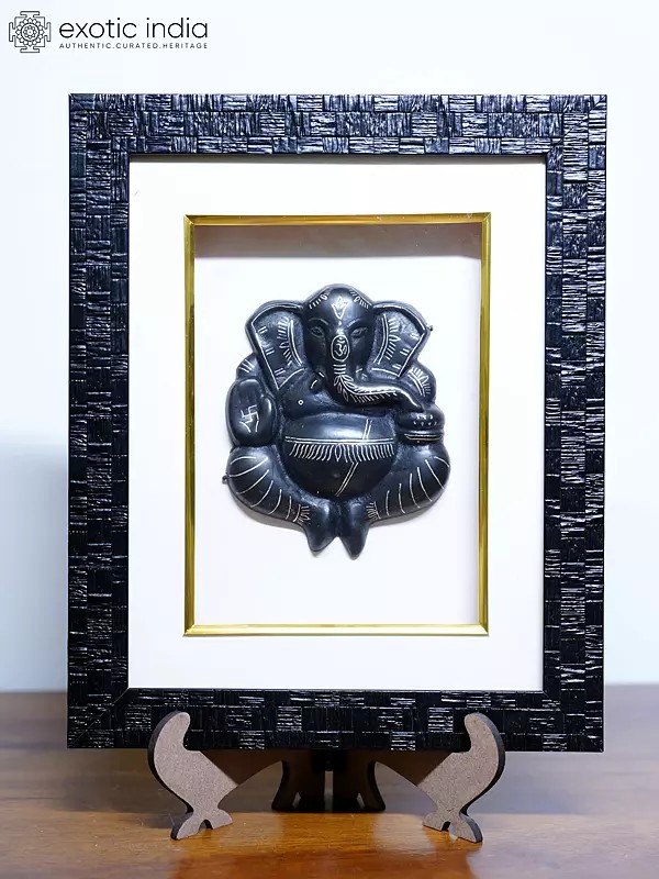 12" Framed Lord Ganesha | Bidri Art | Wall Hanging