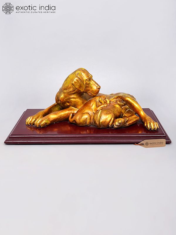 Artistic Animal Decor: Mother Dog & Puppies Sculpture