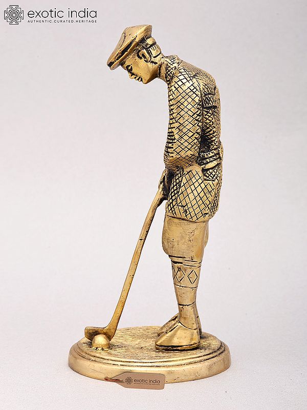 8" Brass Golfer Figurine: Shot-Taking Pose