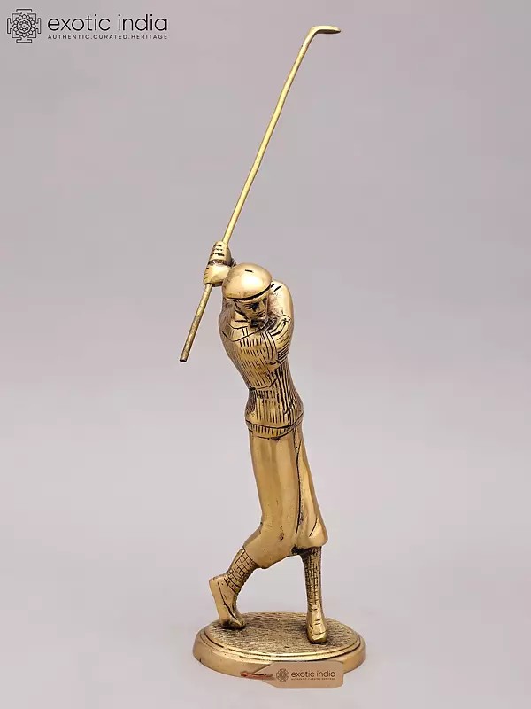 9" Brass Golfer Figurine - Tabletop Sports Decor Statue