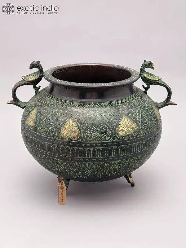 14" Pot Design Brass Planter