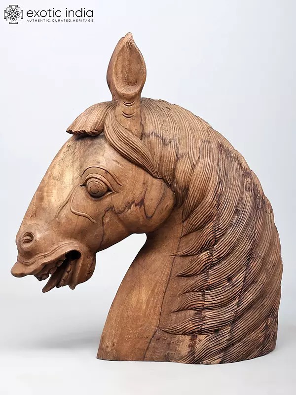 26'' Finely Carved Horse Head | Wooden Statue