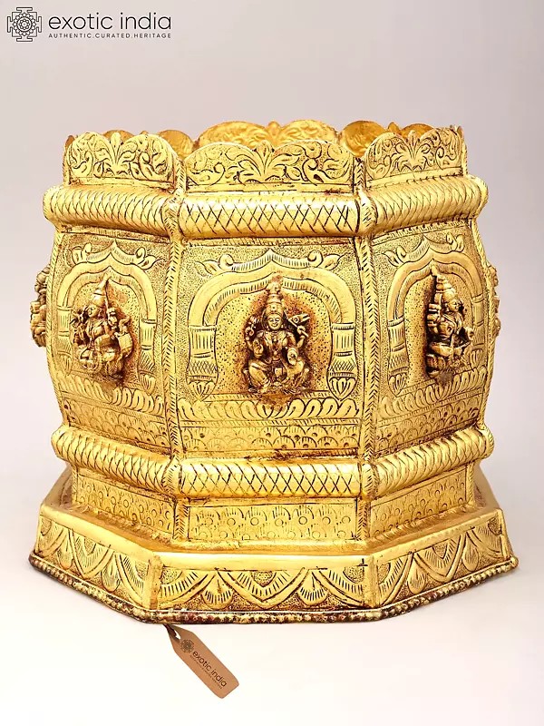10" Brass Planter with Ashtalakshmi Motif
