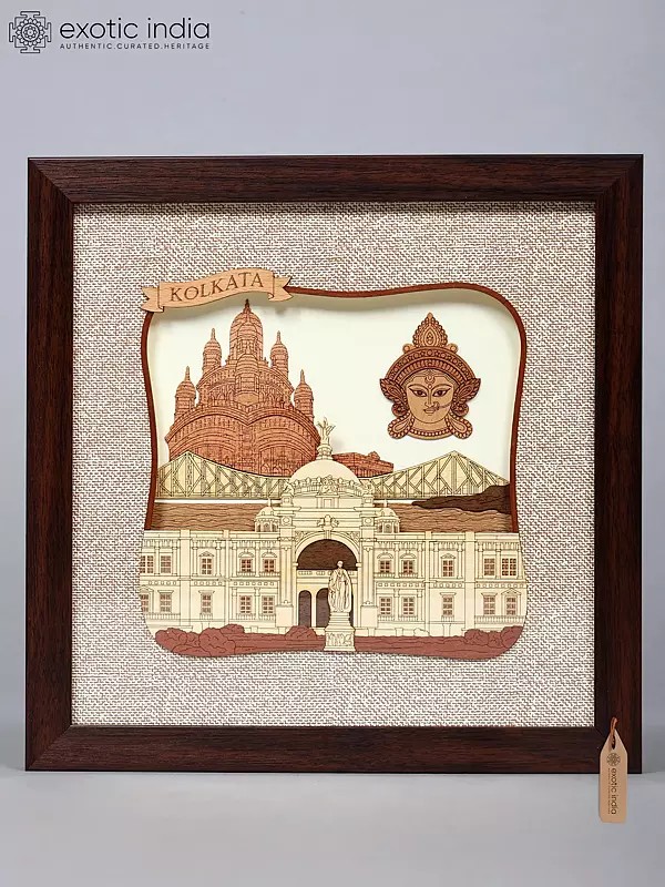 Monuments Of Kolkata Wood Art | With Frame | Wall Hanging