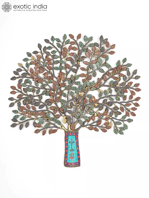 24" Brass Tree of Life with Inlay Work | Home Decor | Wall Hanging