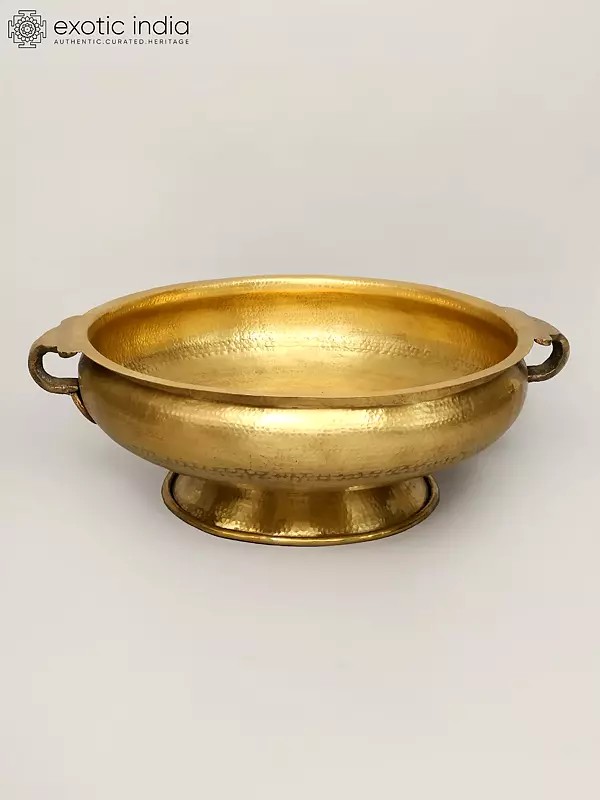 36" Large Size Brass Urli with Stand