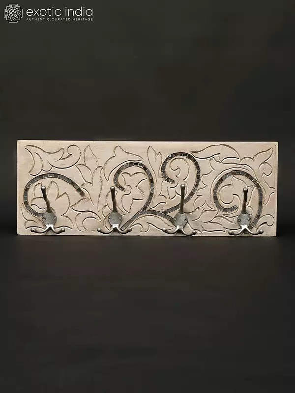 22" Designer Wooden Hanger with Iron Hooks | Wall Hanging