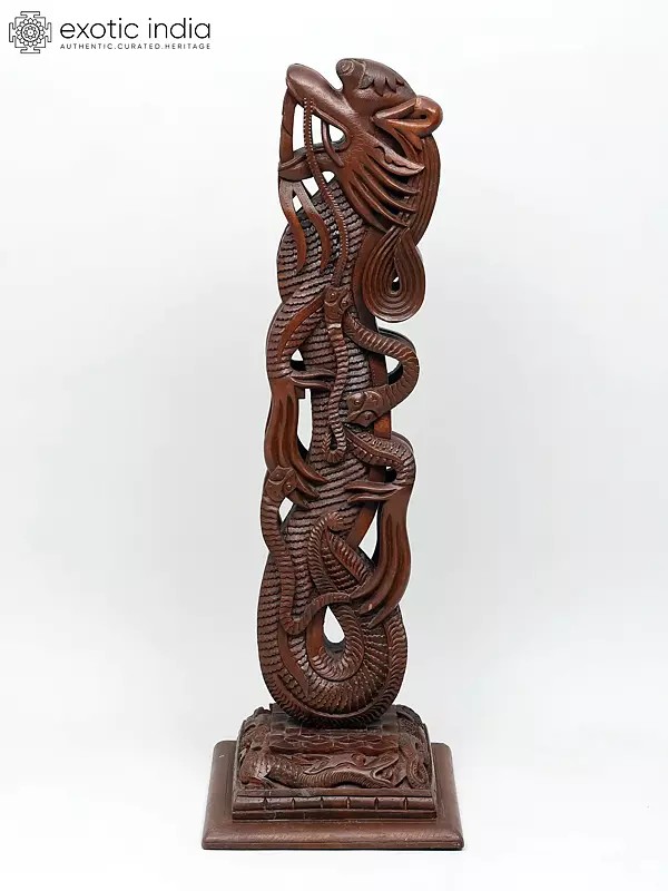 36" Wood Carved Decorative Dragon | Home Decor